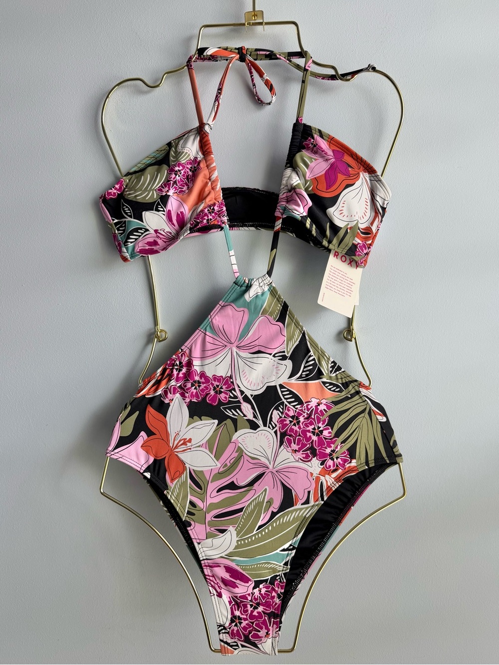 Roxy Women’s Colorful Floral Convertible Cutout One-Piece Swimsuit Size Large